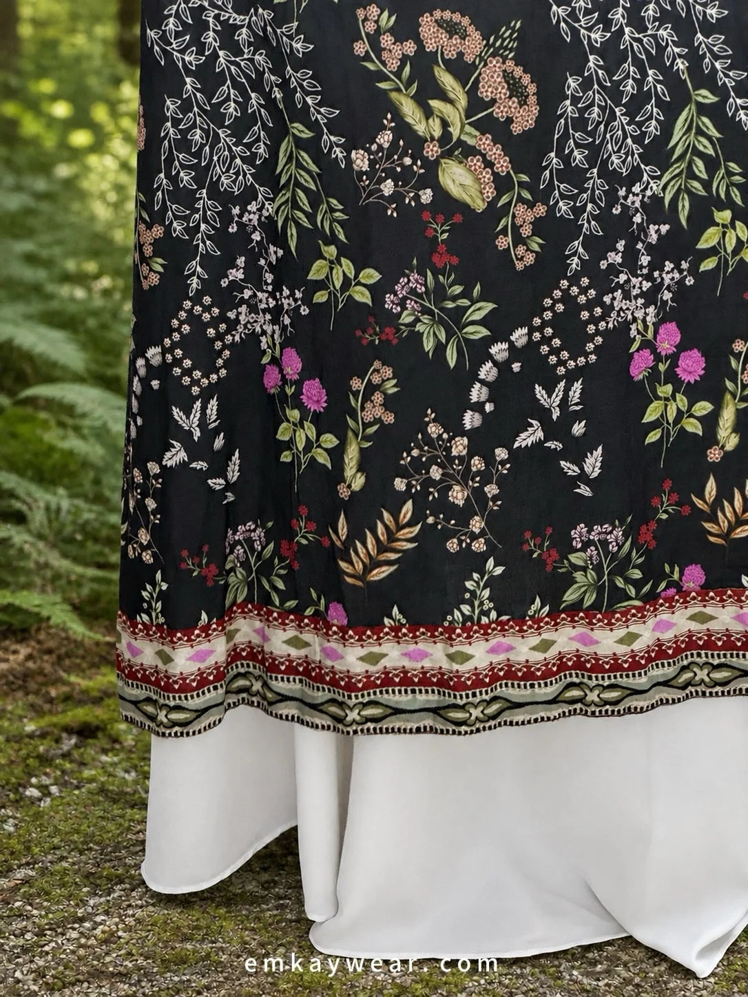 Bloom Breeze Black Floral Dress stitched frock