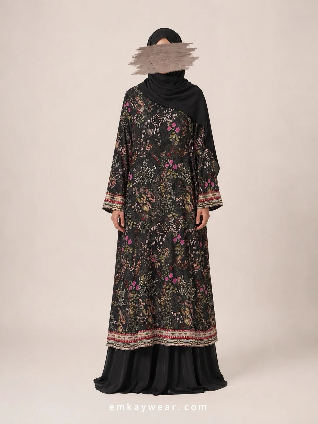 Bloom Breeze Black Floral Dress stitched frock