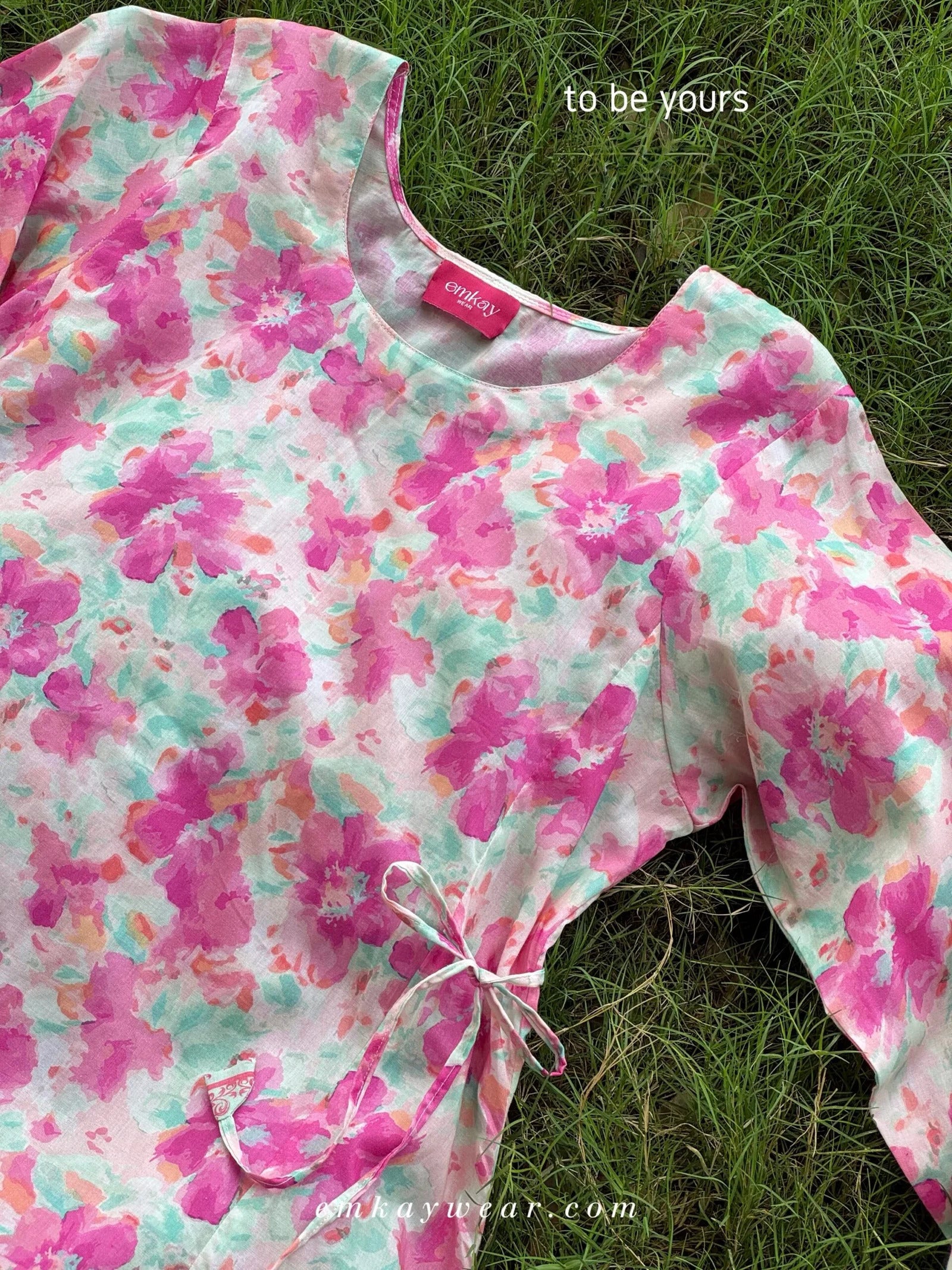 Bloom Breeze Pink Floral Dress stitched frock