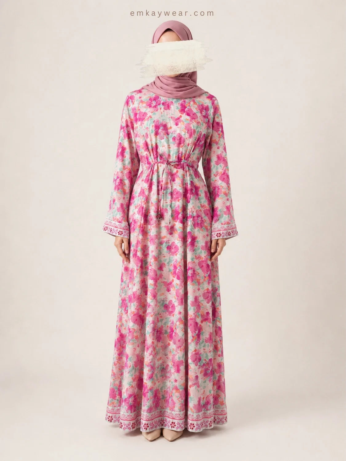 Bloom Breeze Pink Floral Dress stitched frock