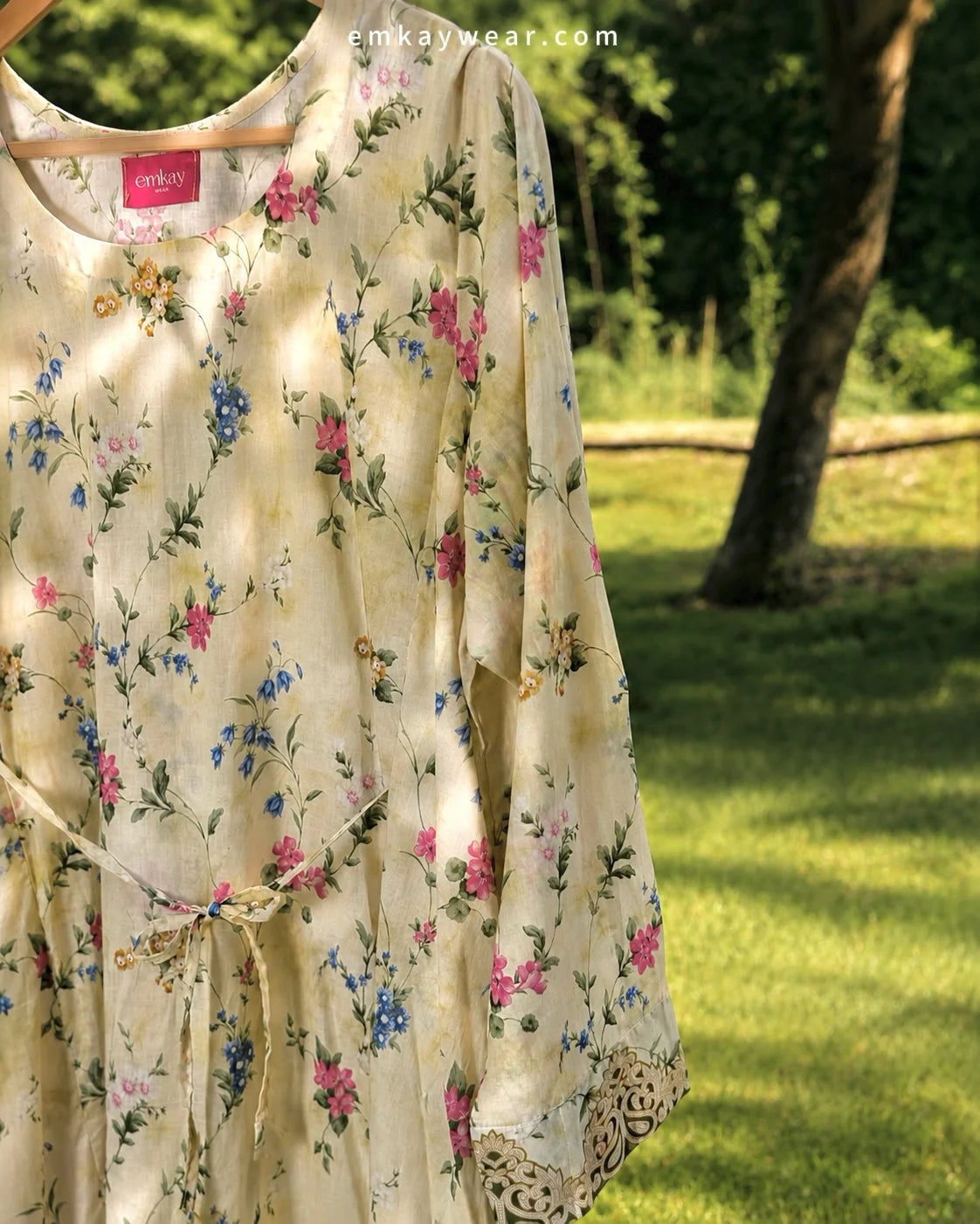 Bloom Breeze Yellow Floral Dress stitched frock