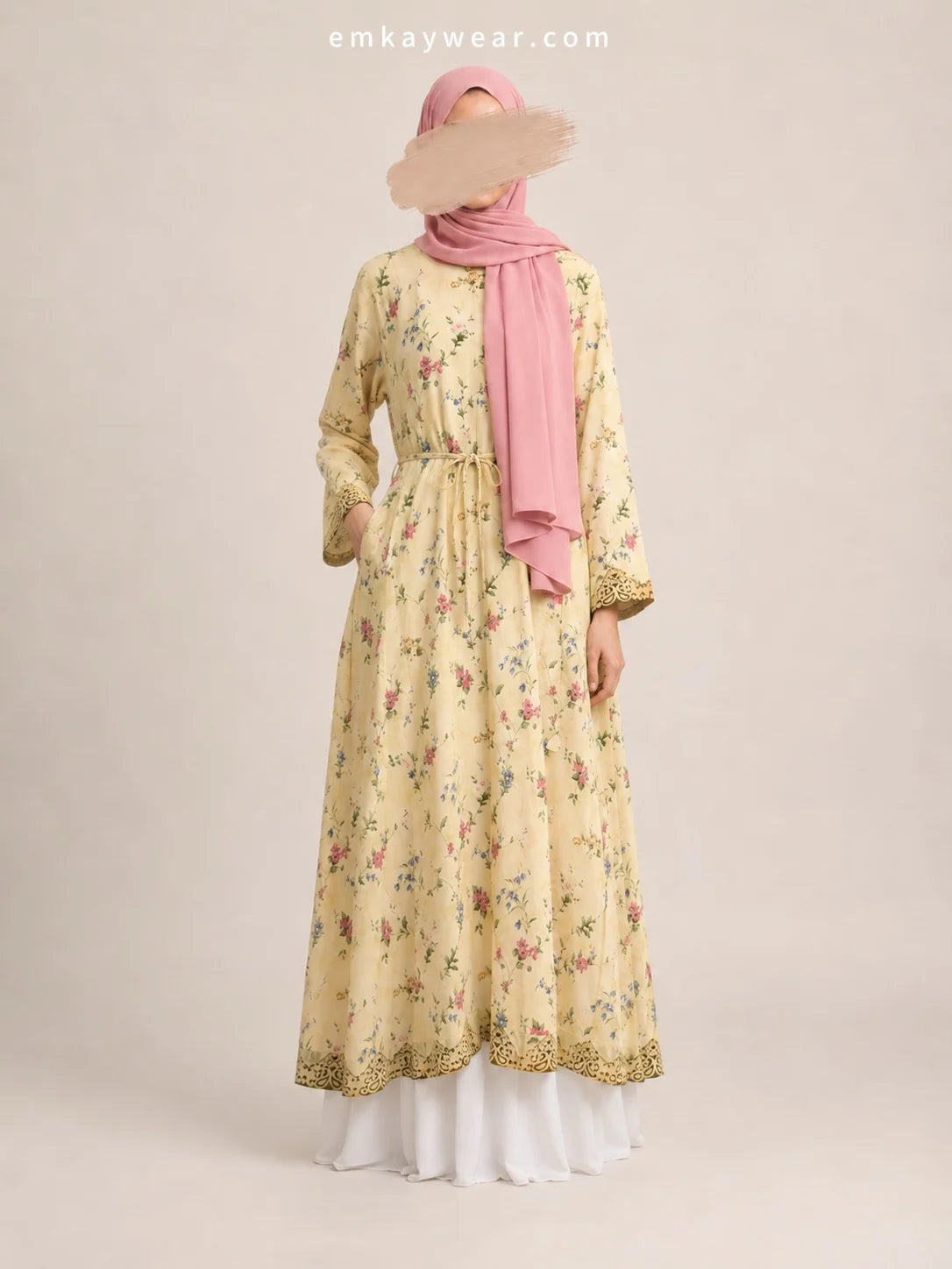 Bloom Breeze Yellow Floral Dress stitched frock
