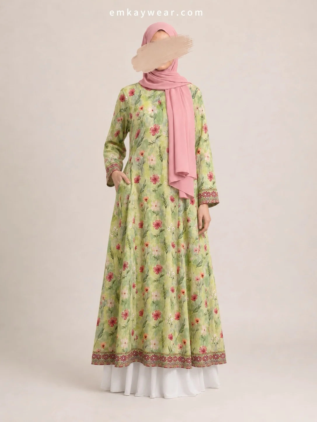 Bloom Breeze Green Floral Dress stitched frock