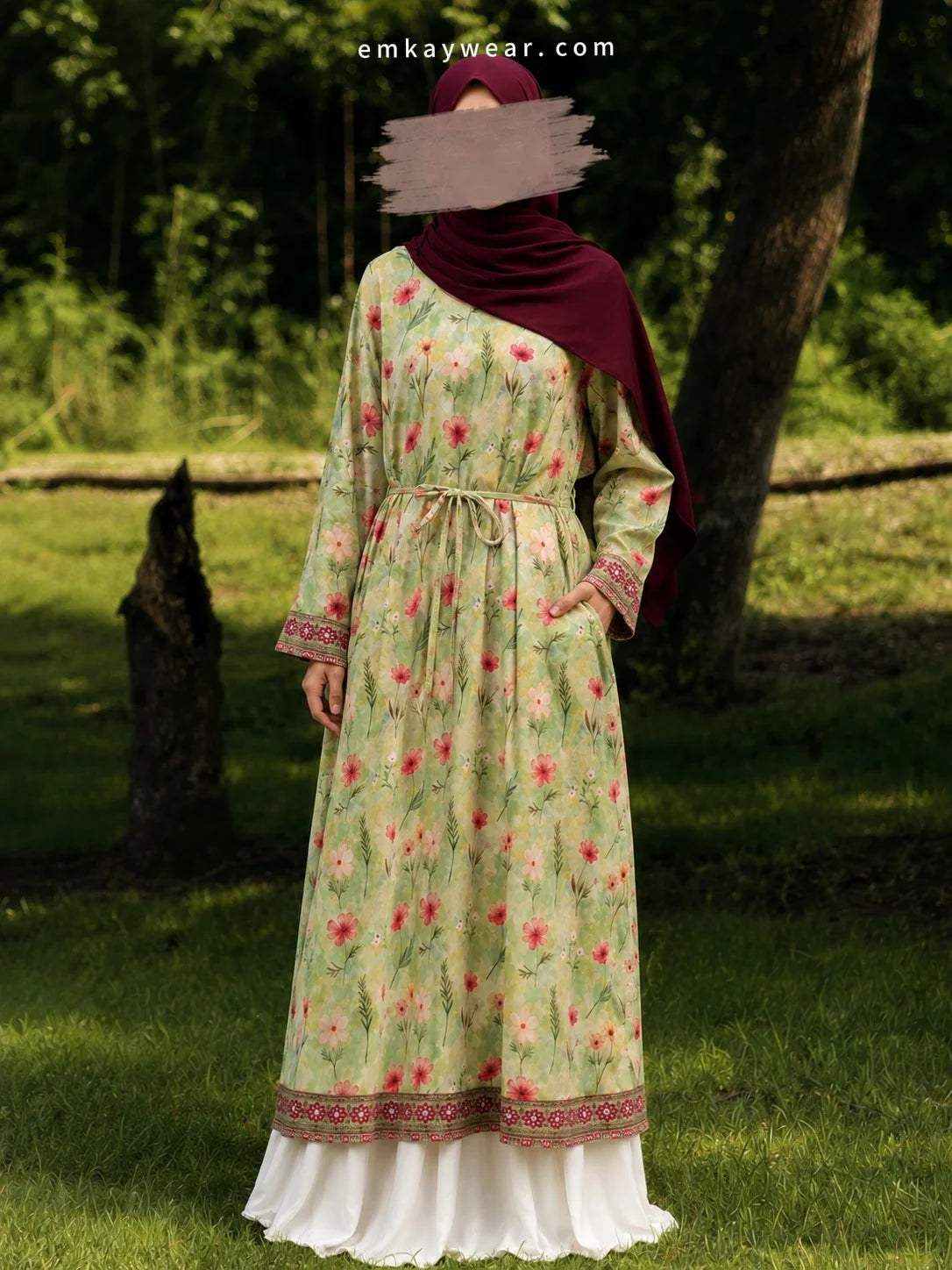 Bloom Breeze Green Floral Dress stitched frock
