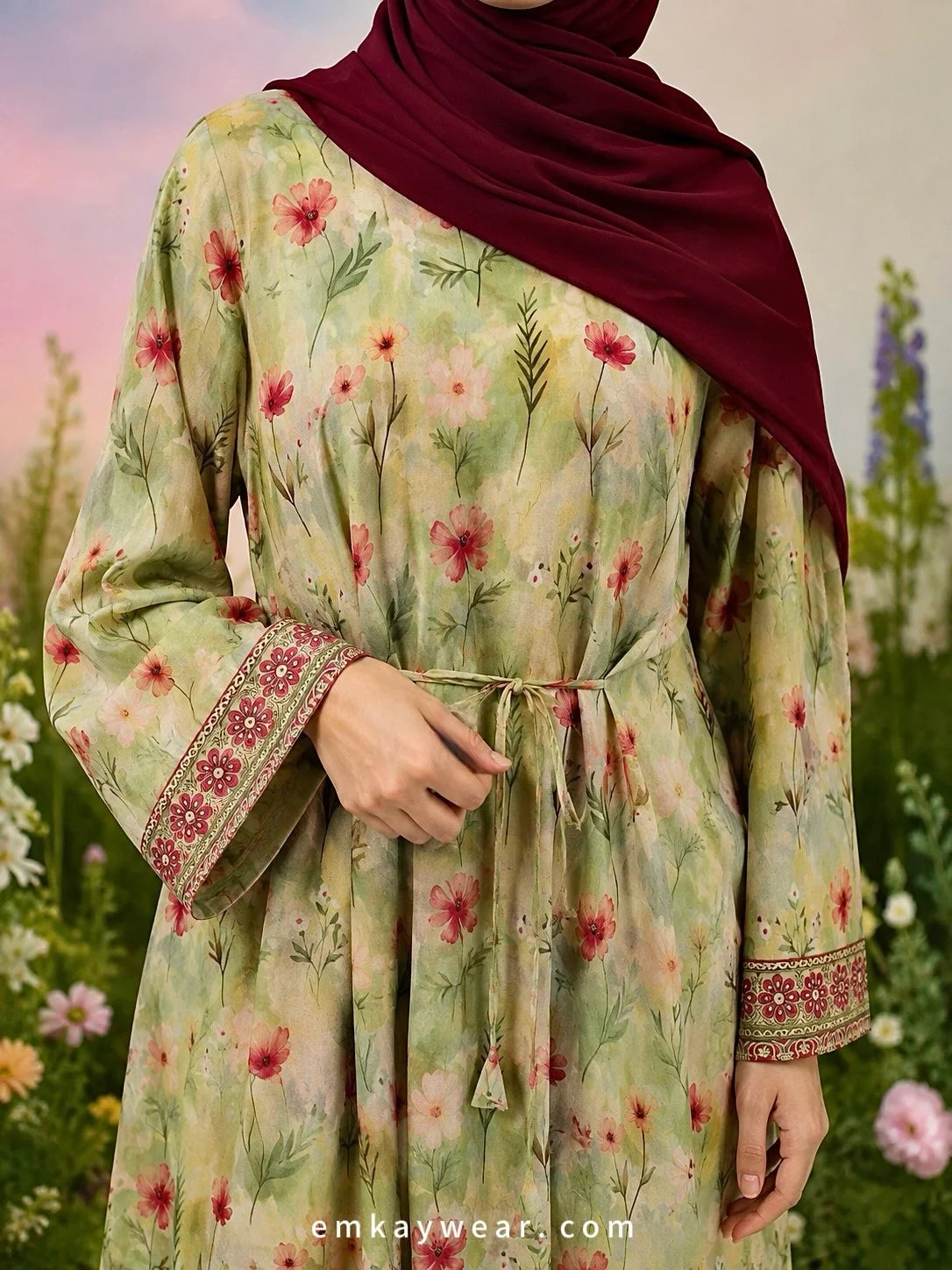 Bloom Breeze Green Floral Dress stitched frock