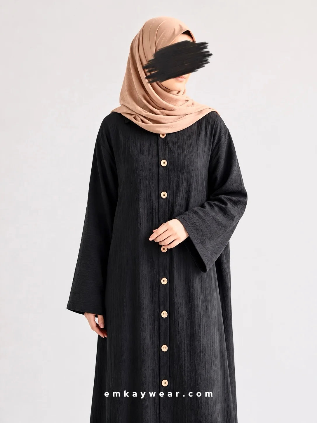 Crushed Abaya - Buttons-BTN