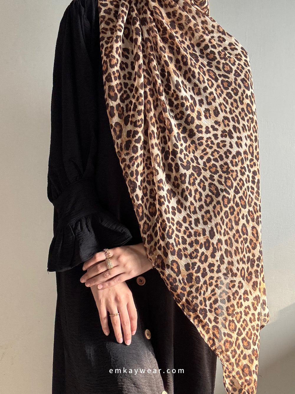 Black Luna Abaya with leopard Hijab