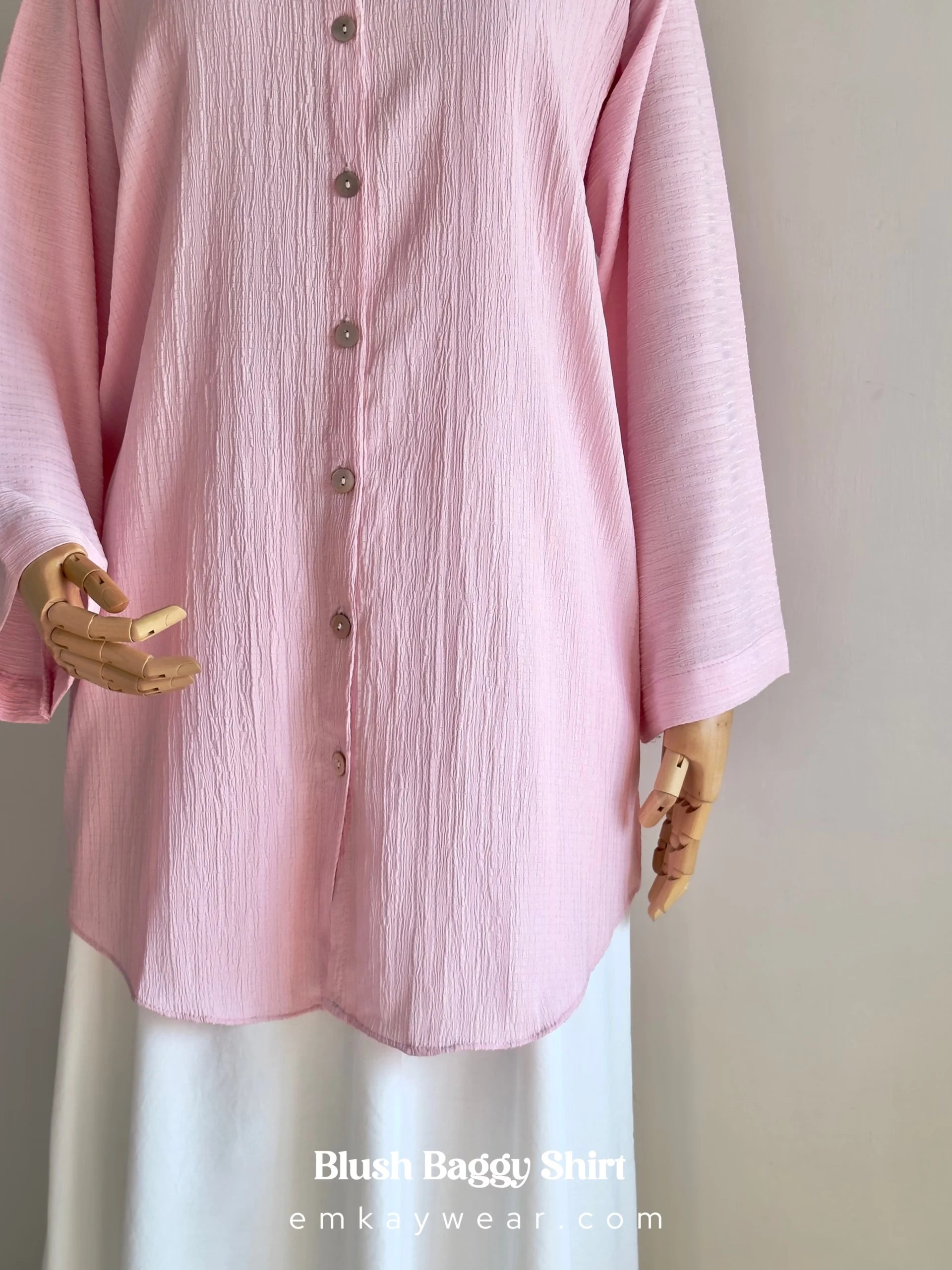 Blush Baggy Shirt textured pink