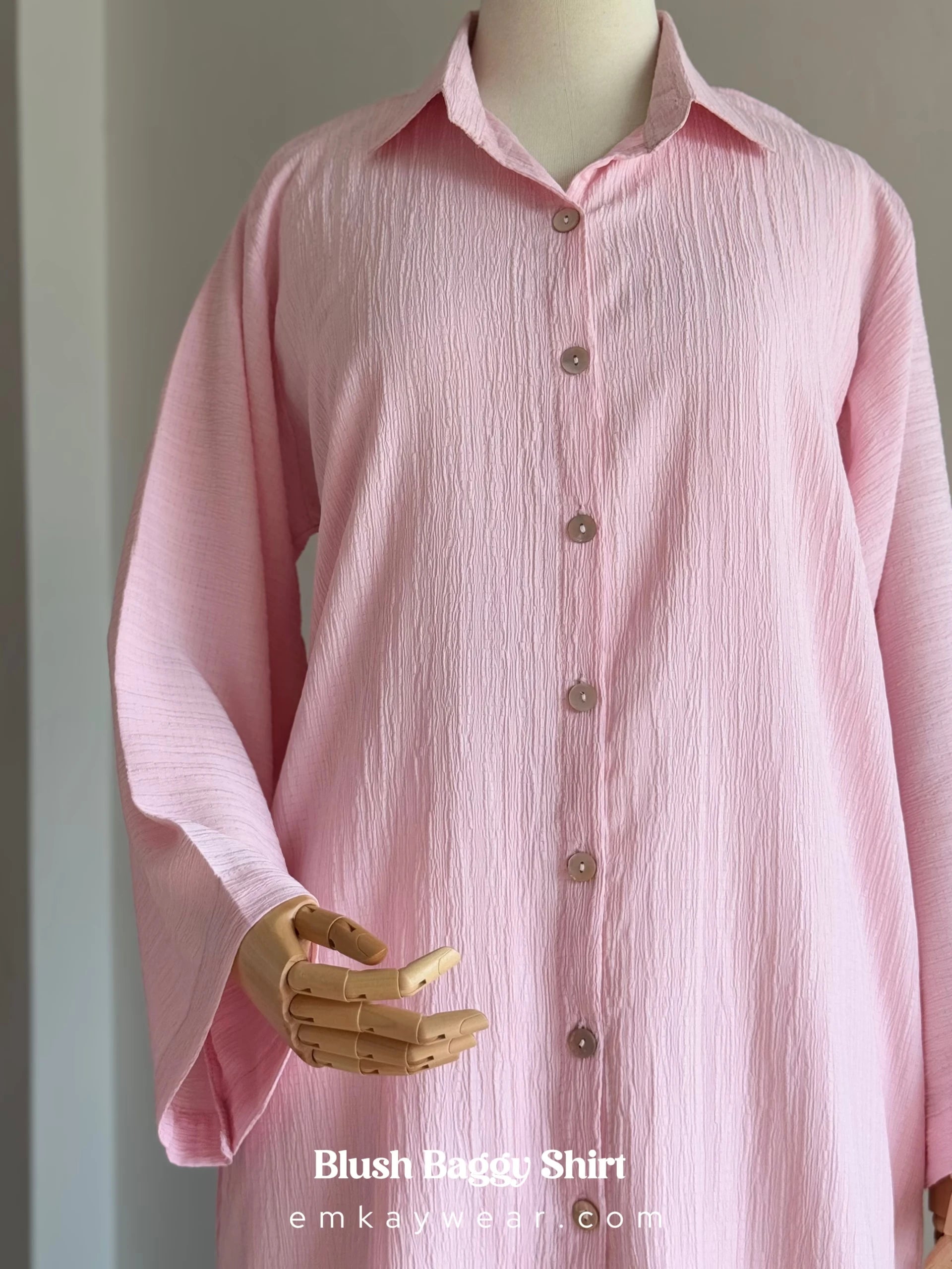 Blush Baggy Shirt textured pink