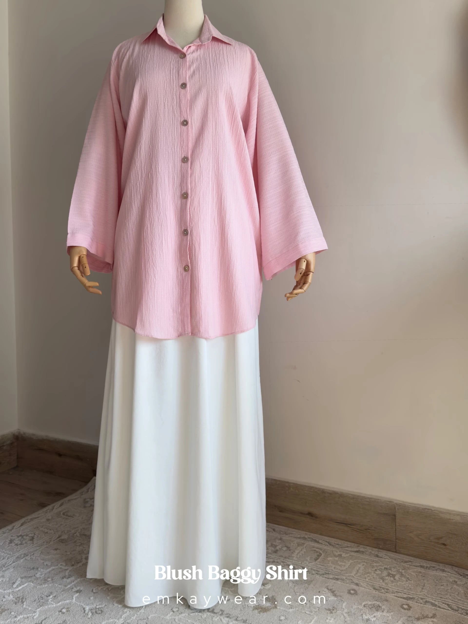 Blush Baggy Shirt textured pink