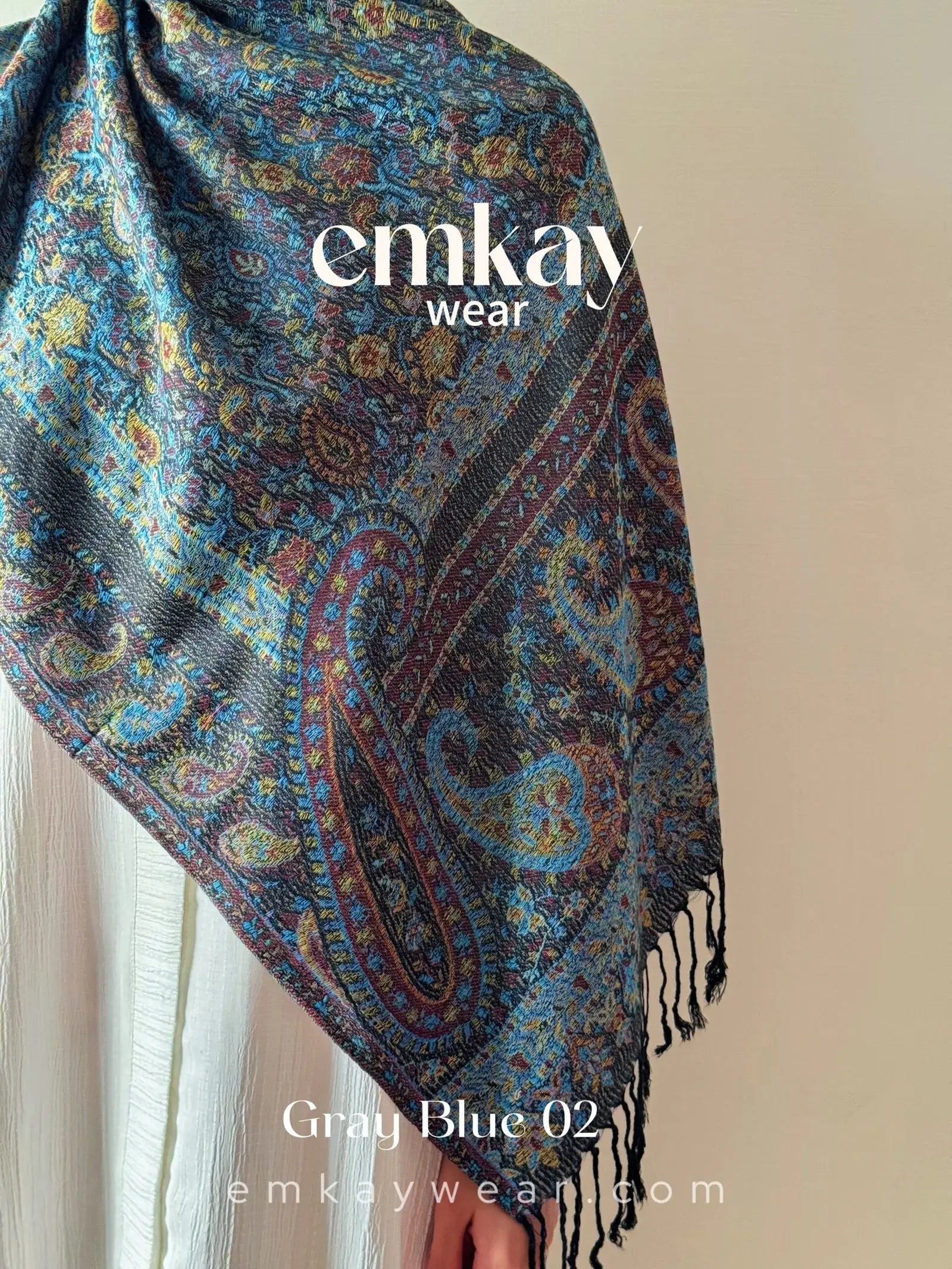 Pashmina 1.10 Gray Blue elegant pashmina