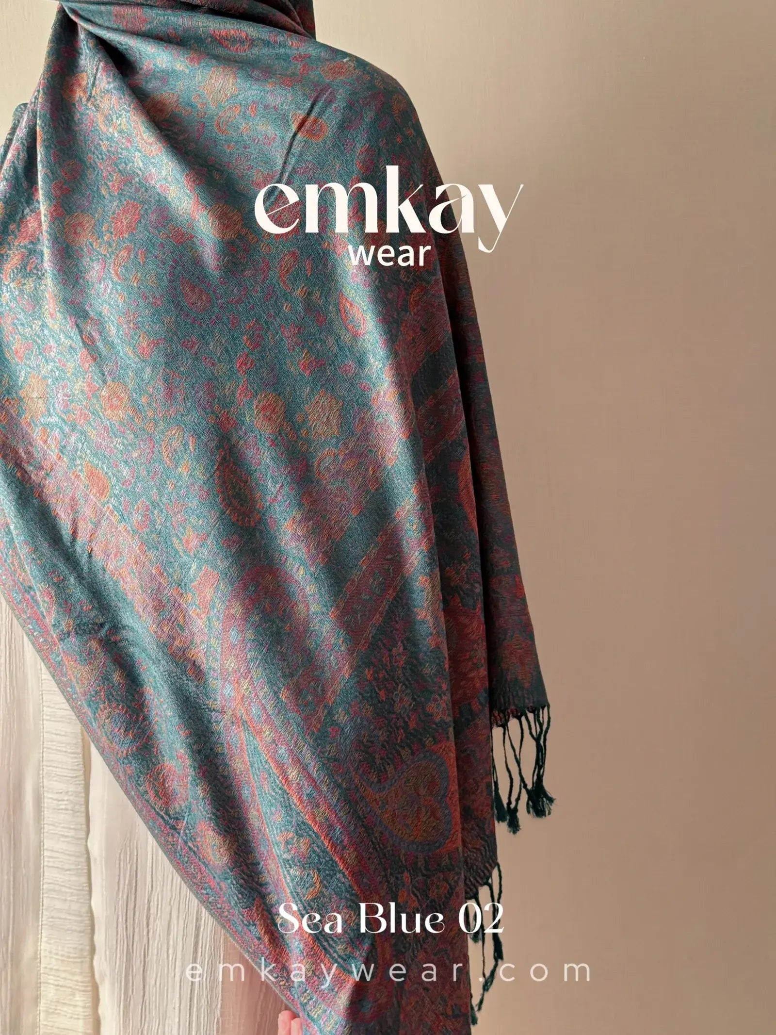 Pashmina 1.9 Sea Blue elegant pashmina
