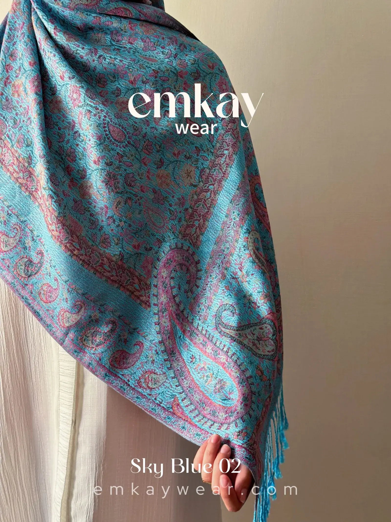 Pashmina 1.8 Sky Blue elegant pashmina