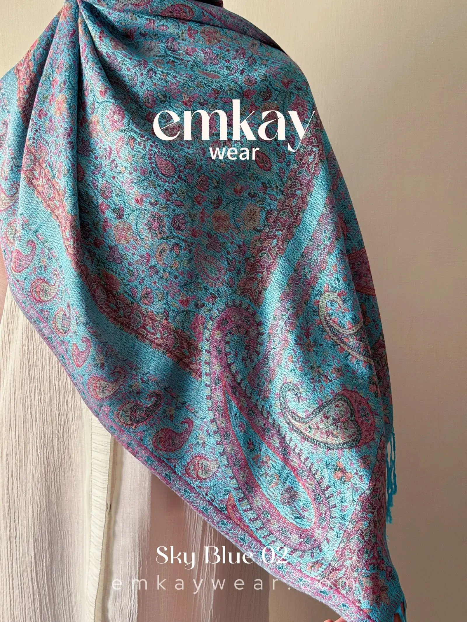 Pashmina 1.8 Sky Blue elegant pashmina