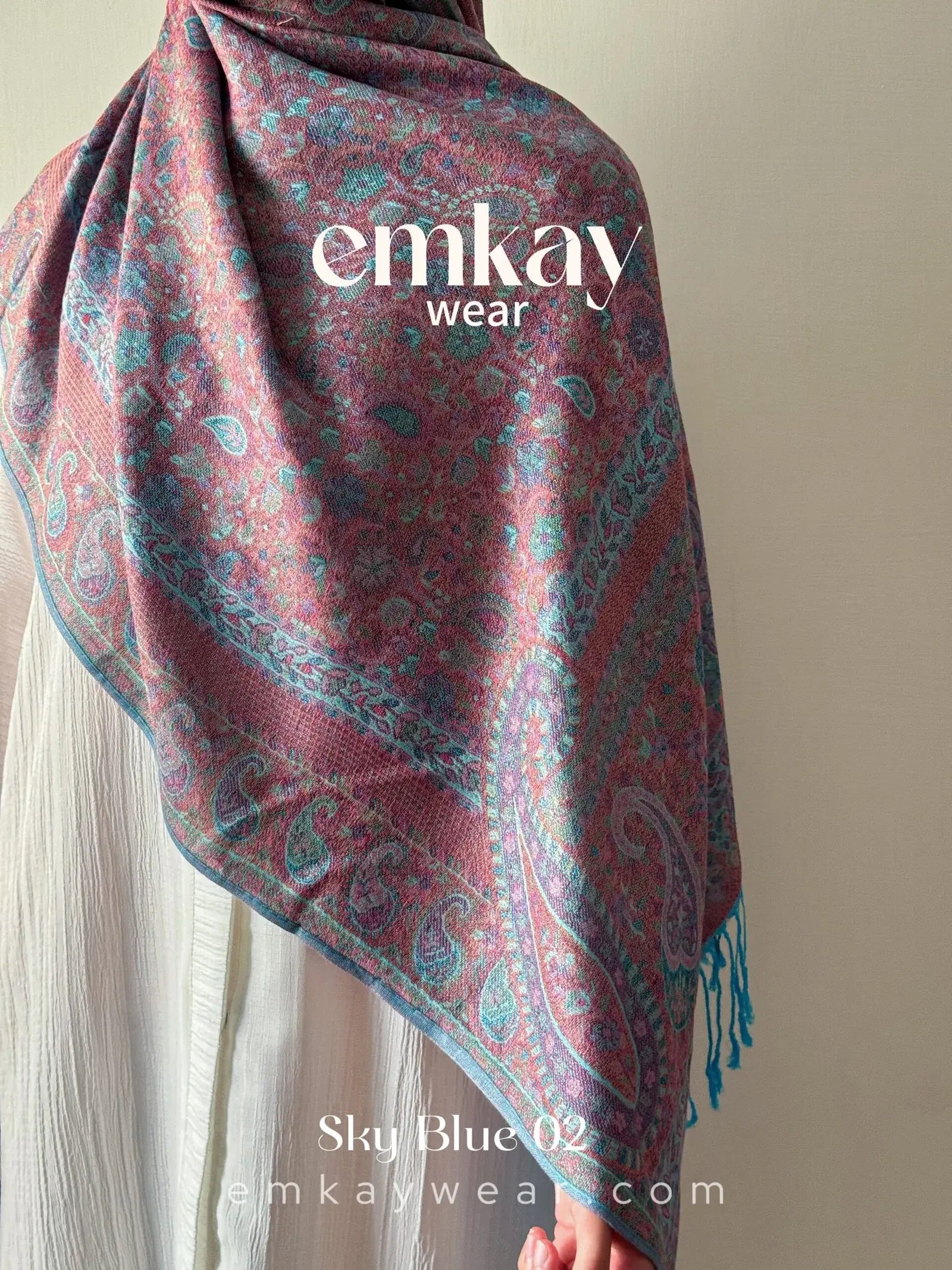 Pashmina 1.8 Sky Blue elegant pashmina