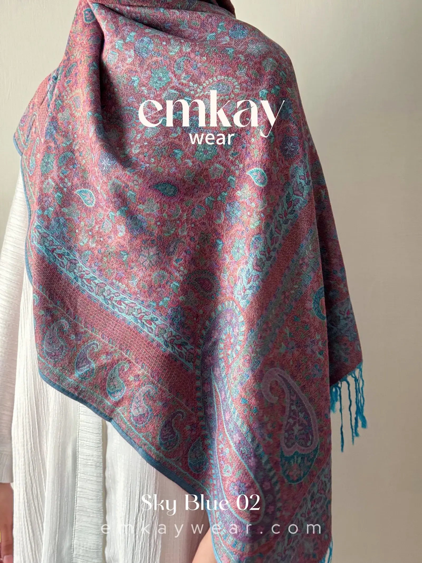 Pashmina 1.8 Sky Blue elegant pashmina