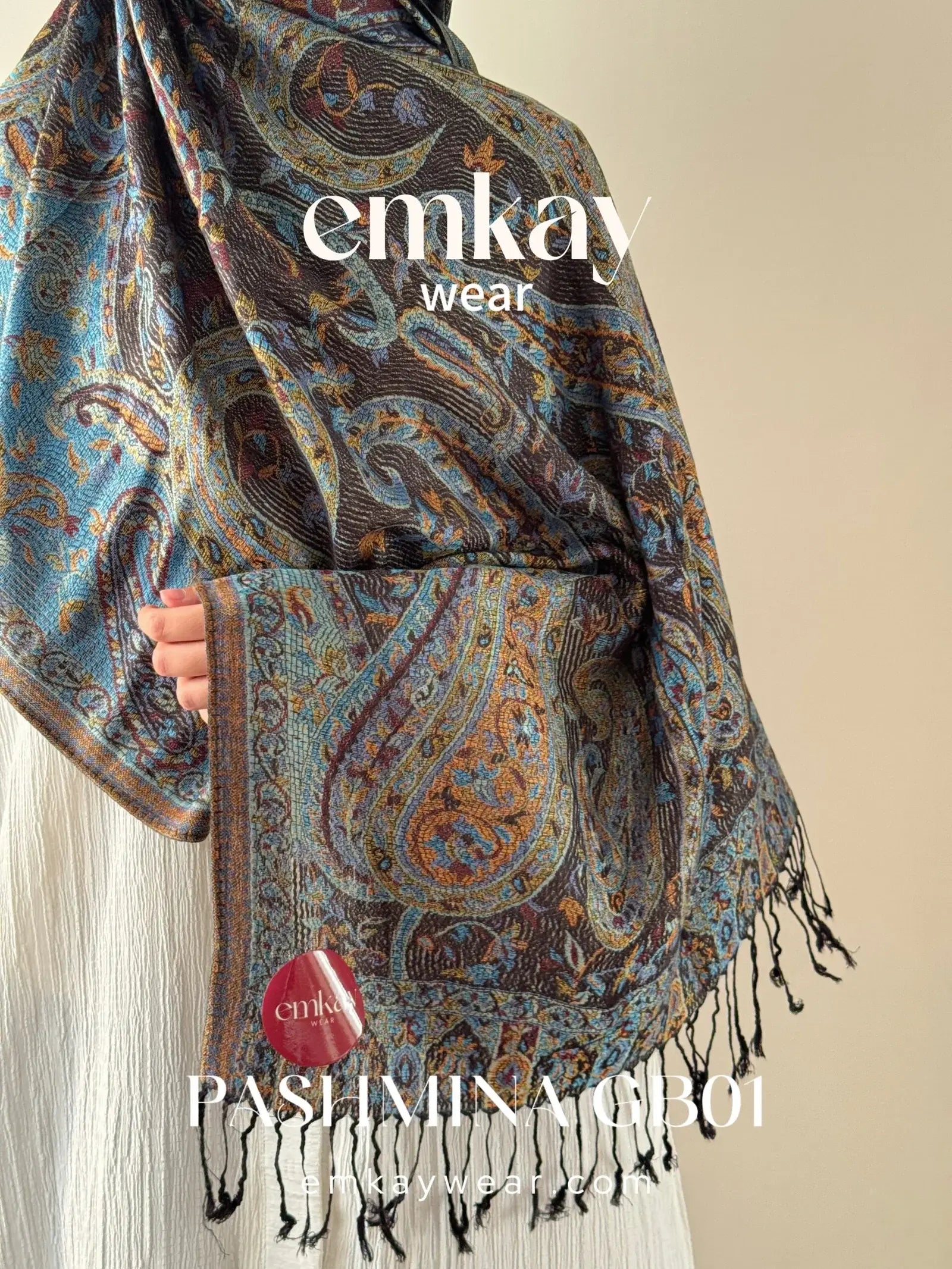 Pashmina 09 Gray Blue elegant pashmina