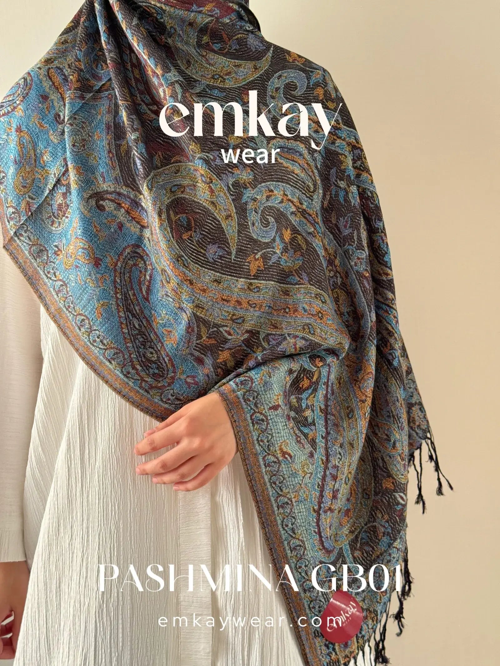 Pashmina 09 Gray Blue elegant pashmina