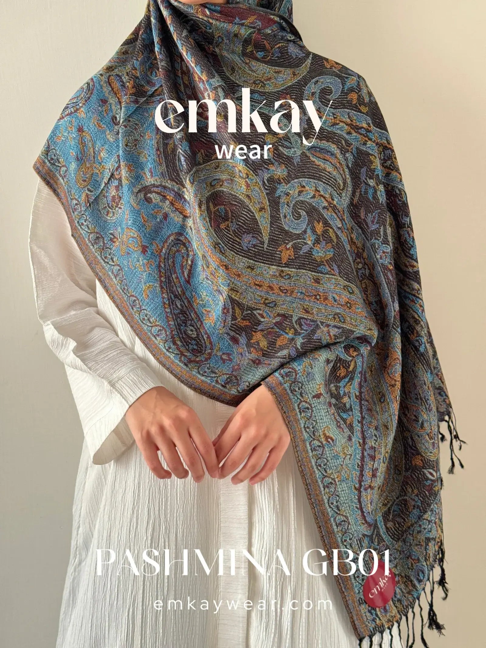 Pashmina 09 Gray Blue elegant pashmina