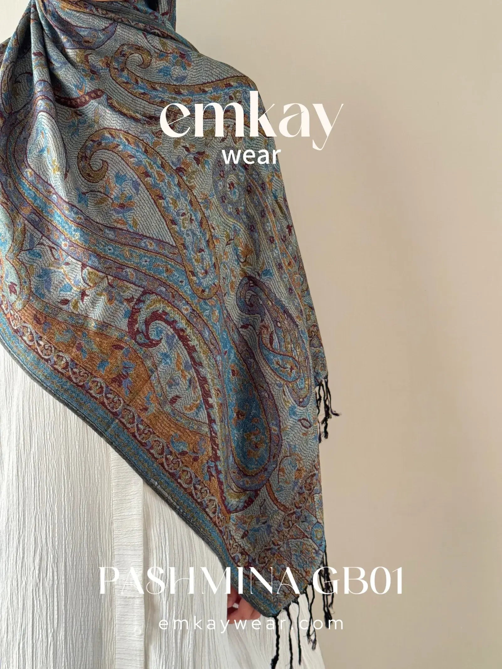 Pashmina 09 Gray Blue elegant pashmina