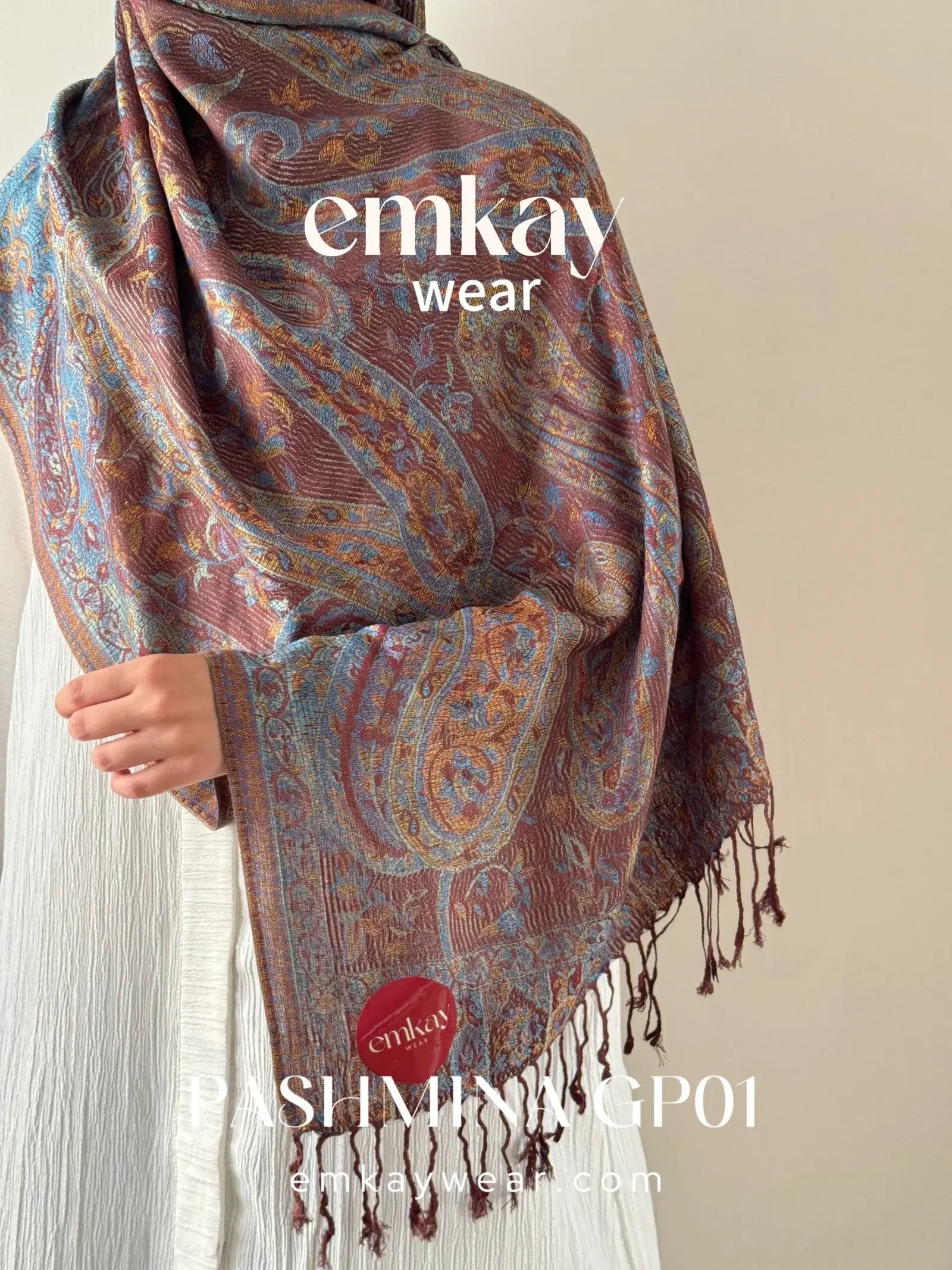 Pashmina 10 Gray Purple elegant pashmina