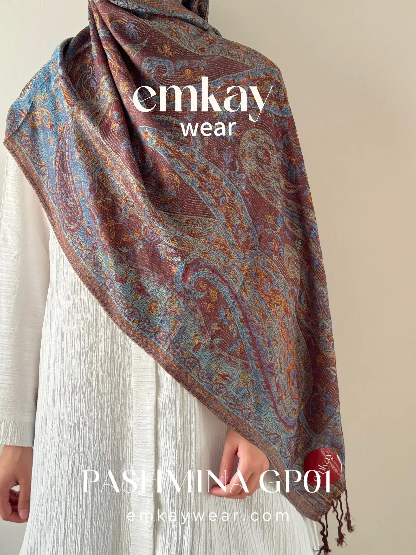 Pashmina 10 Gray Purple elegant pashmina