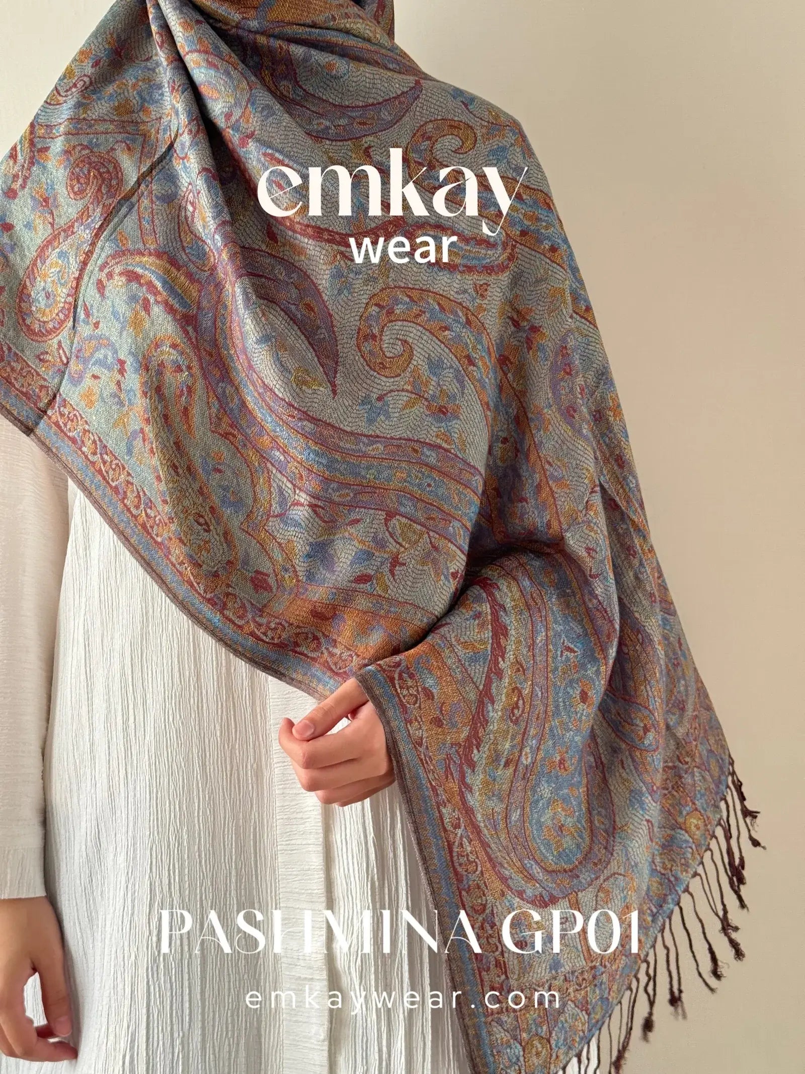 Pashmina 10 Gray Purple elegant pashmina