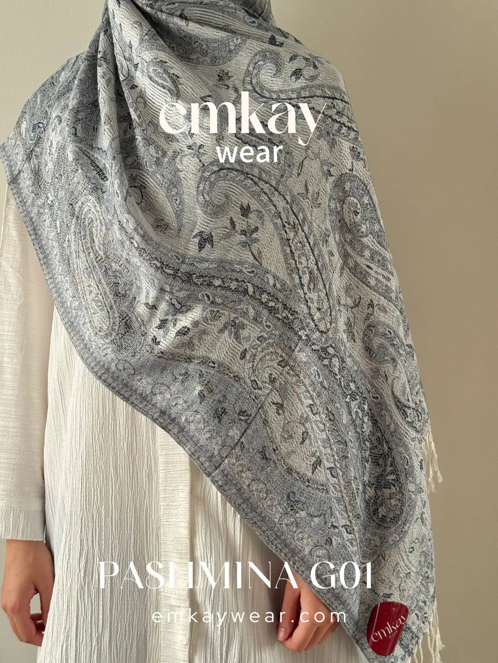 Pashmina 11 -Classic Gray elegant pashmina