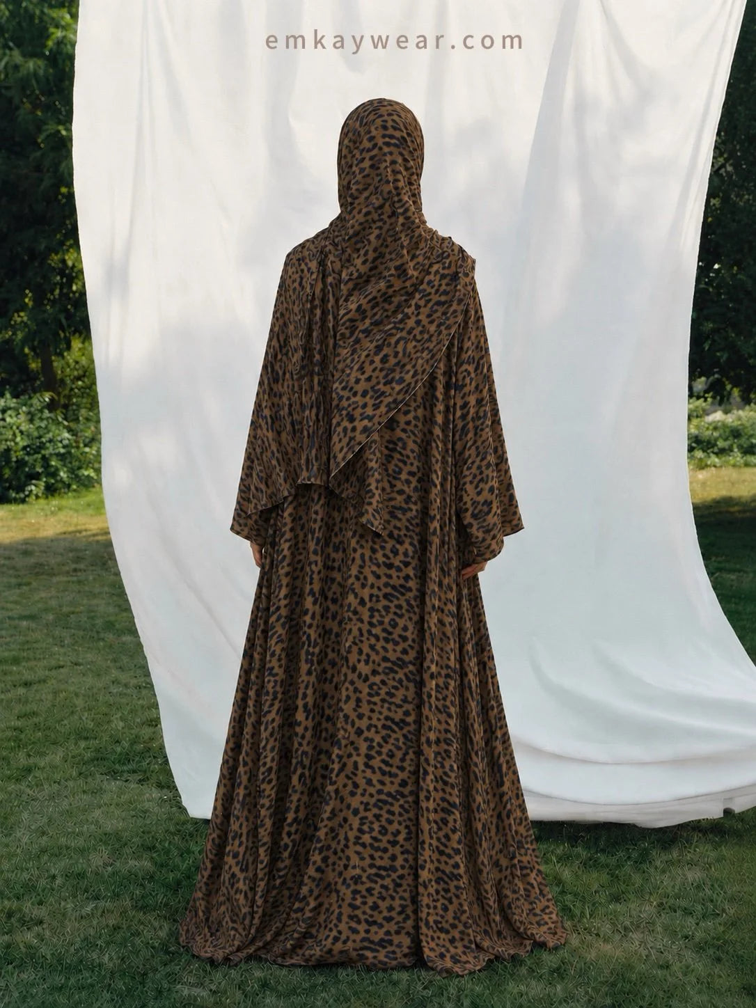 Leopard Print Kimono Abaya with Hijab