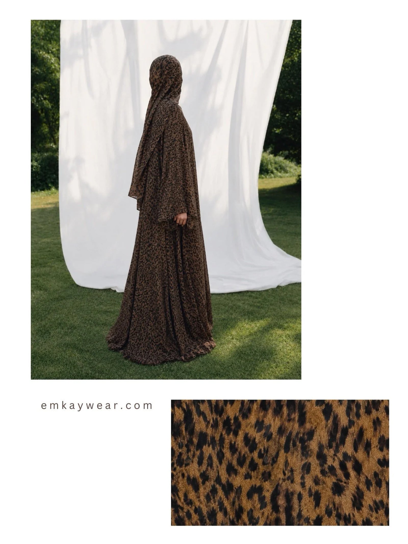 Leopard Print Kimono Abaya with Hijab