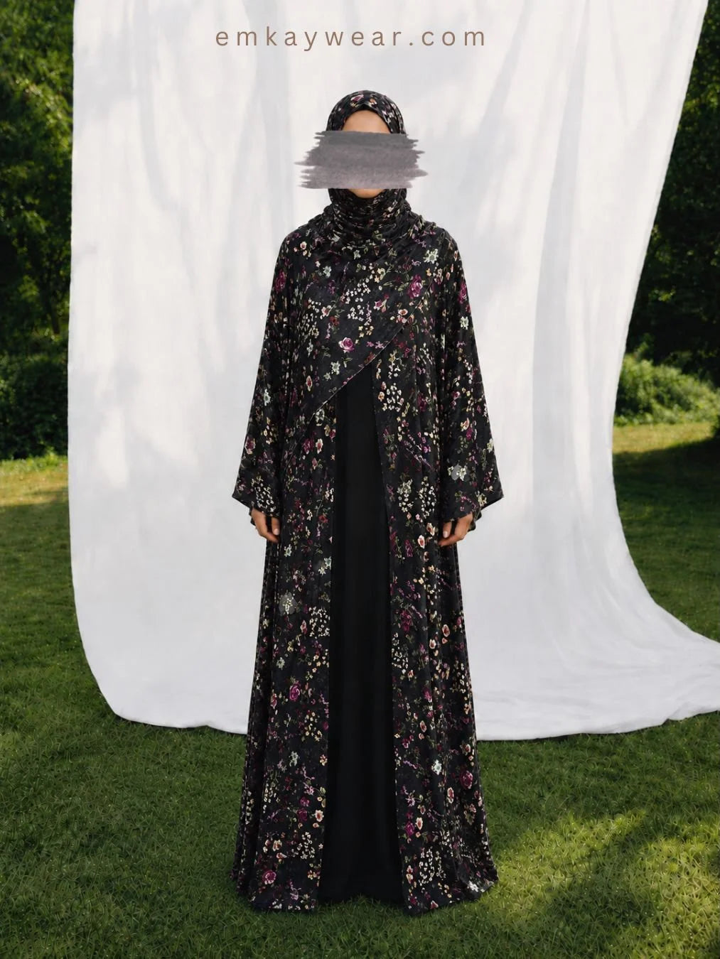Dark Gardenia Kimono Abaya with Hijab