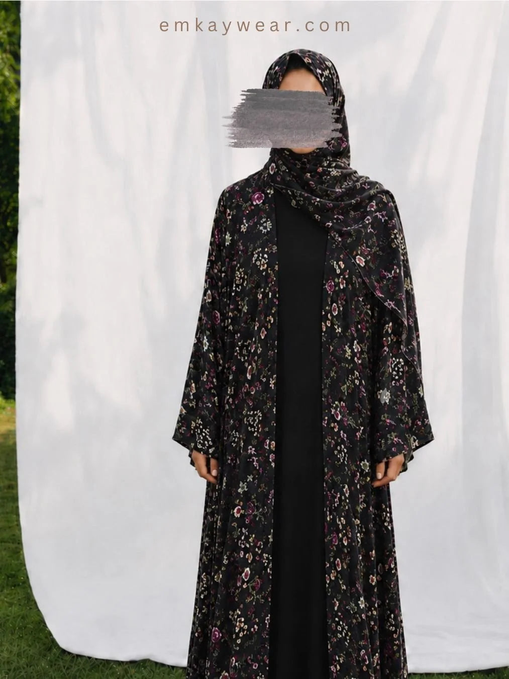 Dark Gardenia Kimono Abaya with Hijab