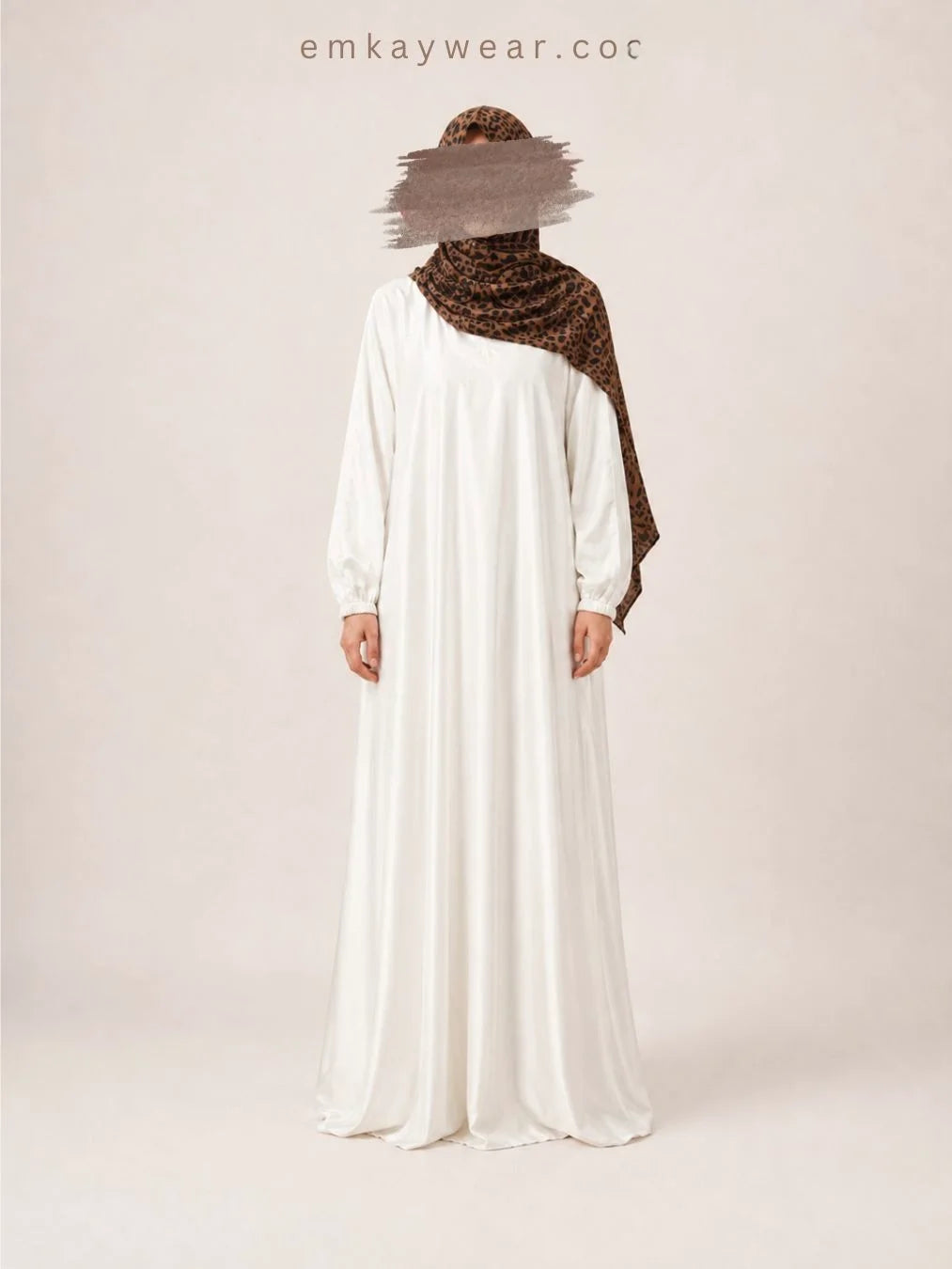 White Inner Abaya modest inner dress Stunning Kimono Abaya modest wear by EmkayWear in Pakistan