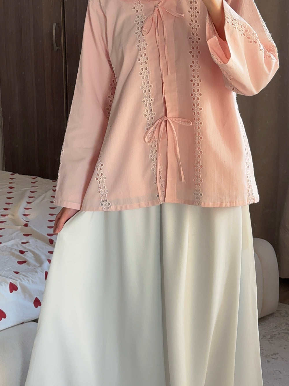 Pastel Blue Shirt with Pink Hijab
