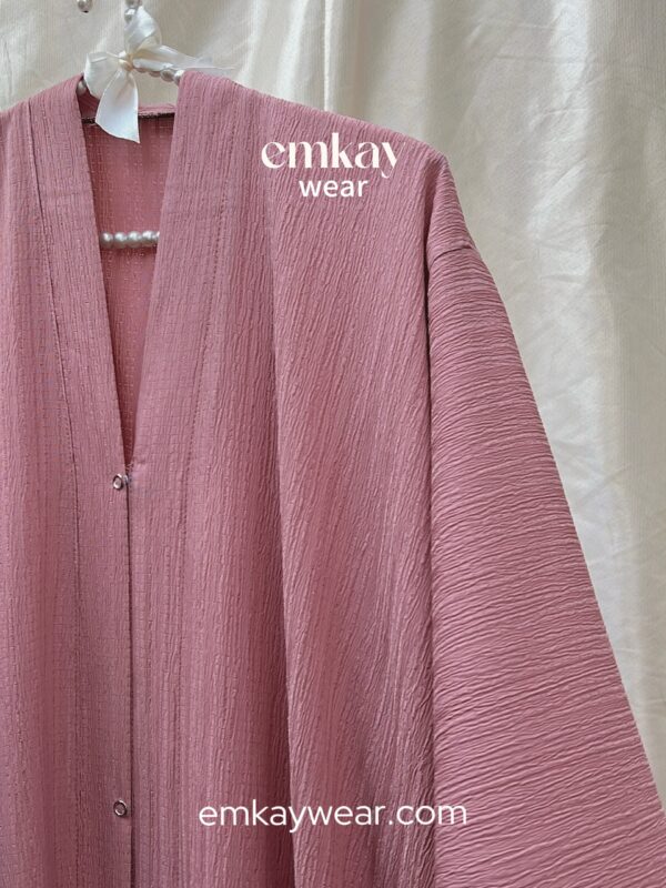 Pink Crushed Abaya - Image 2