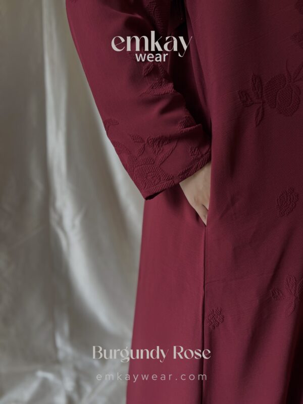 Burgundy Rose Abaya only - Image 7