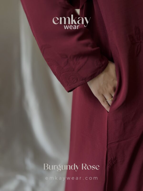 Burgundy Rose Abaya only - Image 6