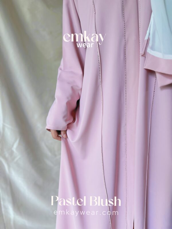 Pastel Blush Abaya with Hijab - Image 3