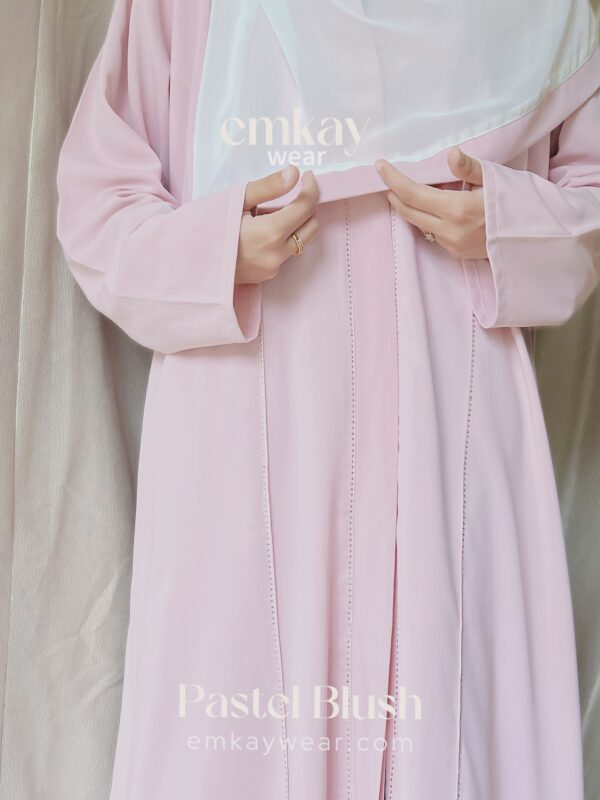 Pastel Blush Abaya with Hijab - Image 2