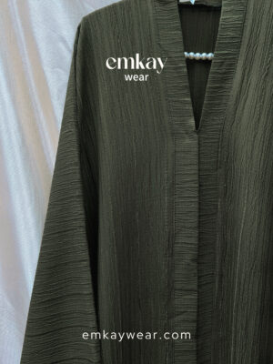 Olive Green Crushed Abaya