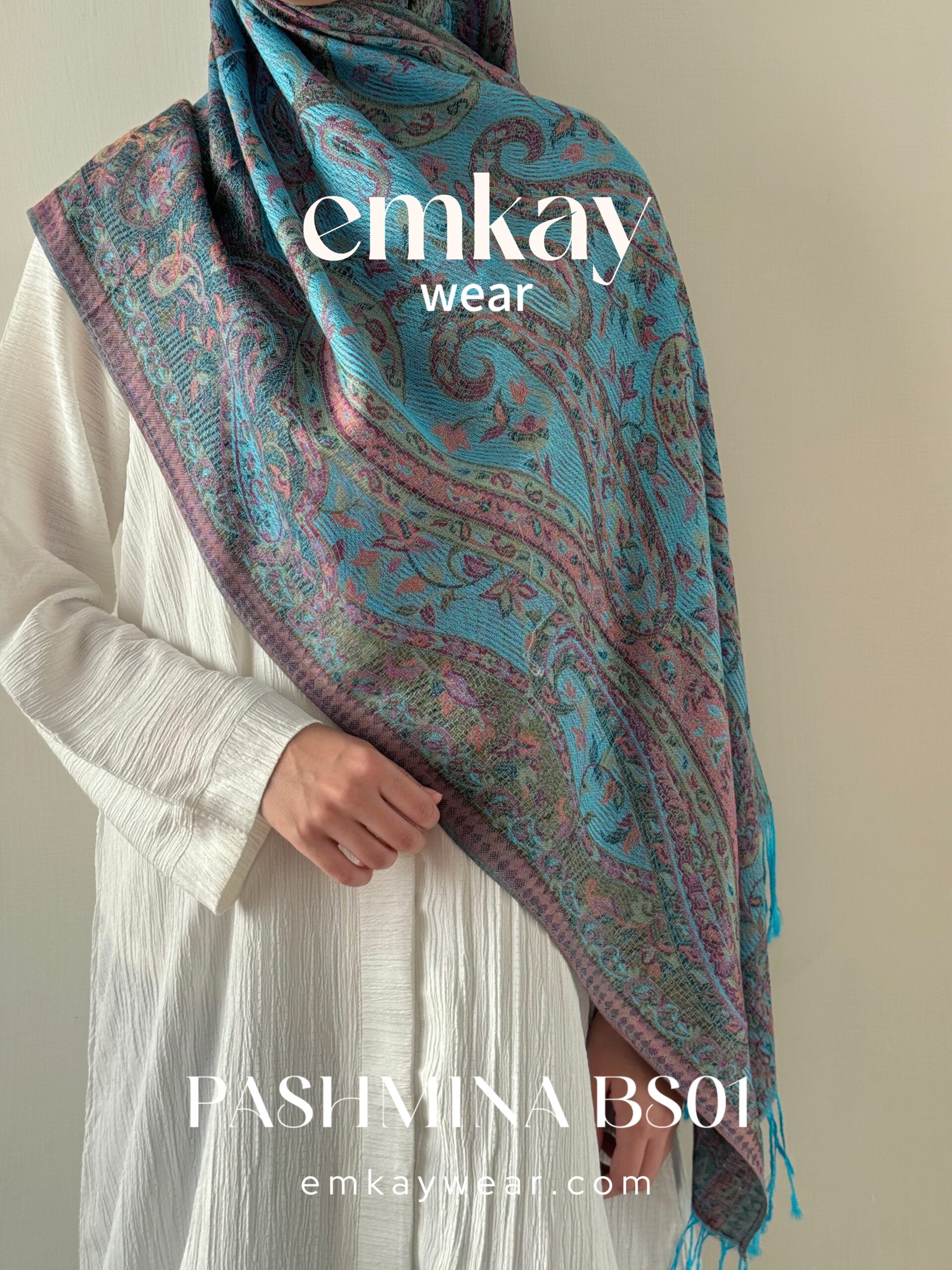 Pashmina 07 -Sky Blue - Image 4