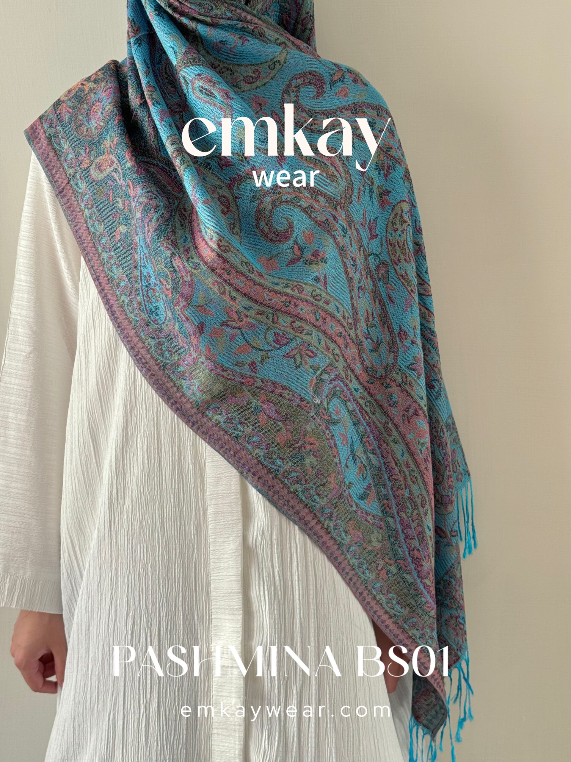 Pashmina 07 -Sky Blue - Image 6
