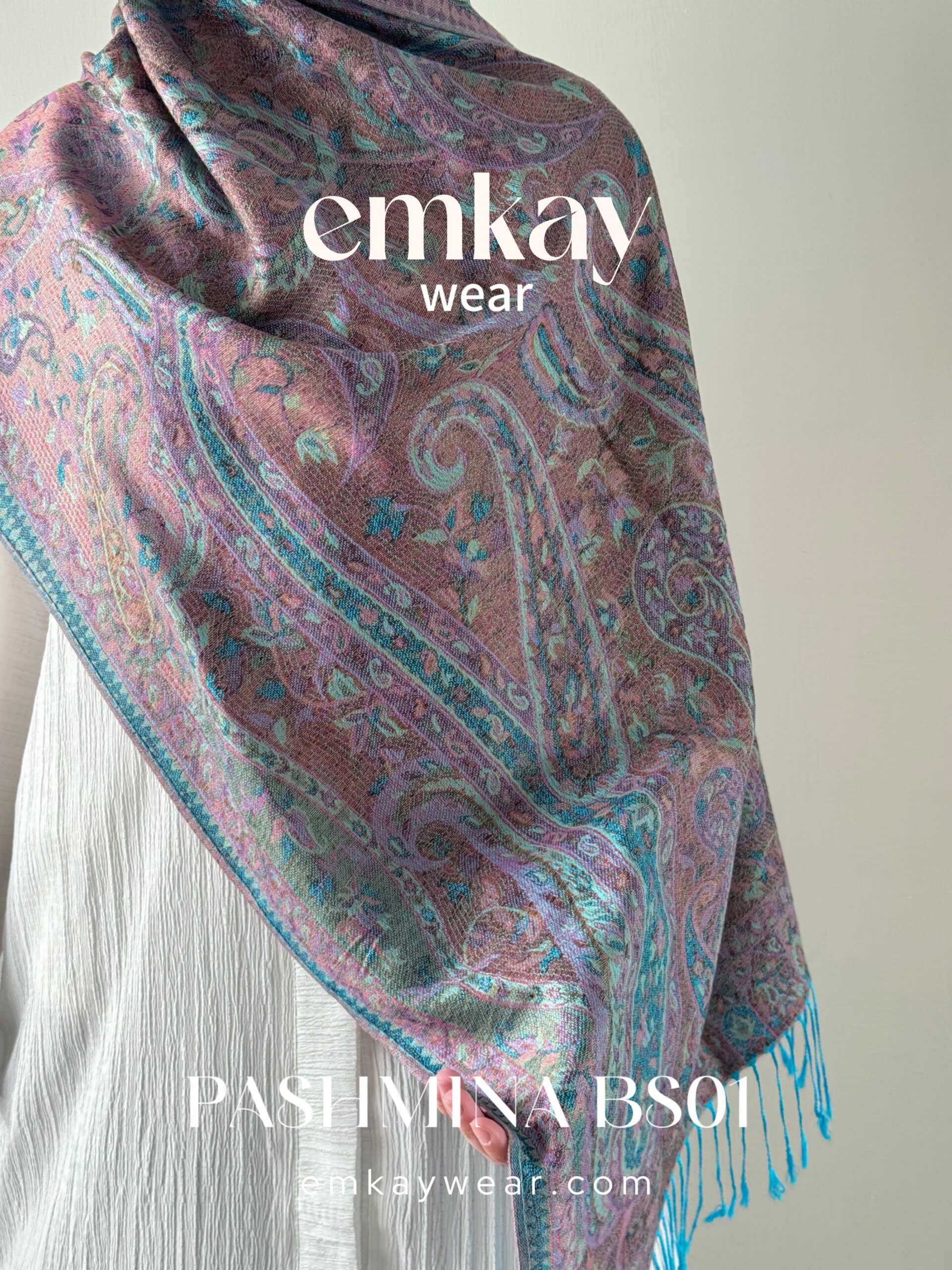 Pashmina 07 -Sky Blue - Image 3