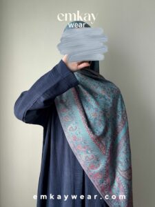 C9- Blue Abaya with Sky Blue Pashmina
