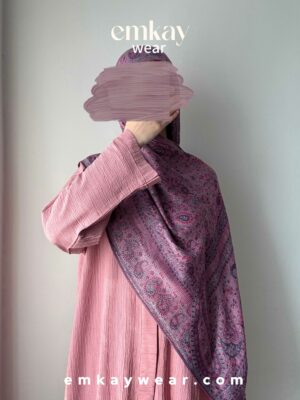 C7- Pink Abaya with Purple Pashmina