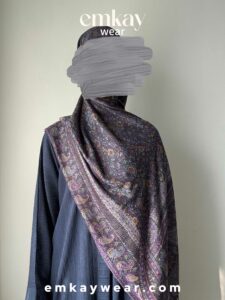 C13- Blue Abaya with Violet Pashmina