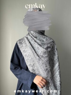 C11- Blue Abaya with Gray Pashmina