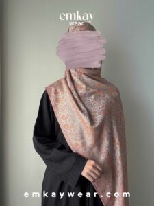 C2 - Black Abaya with Neutral Pashmina