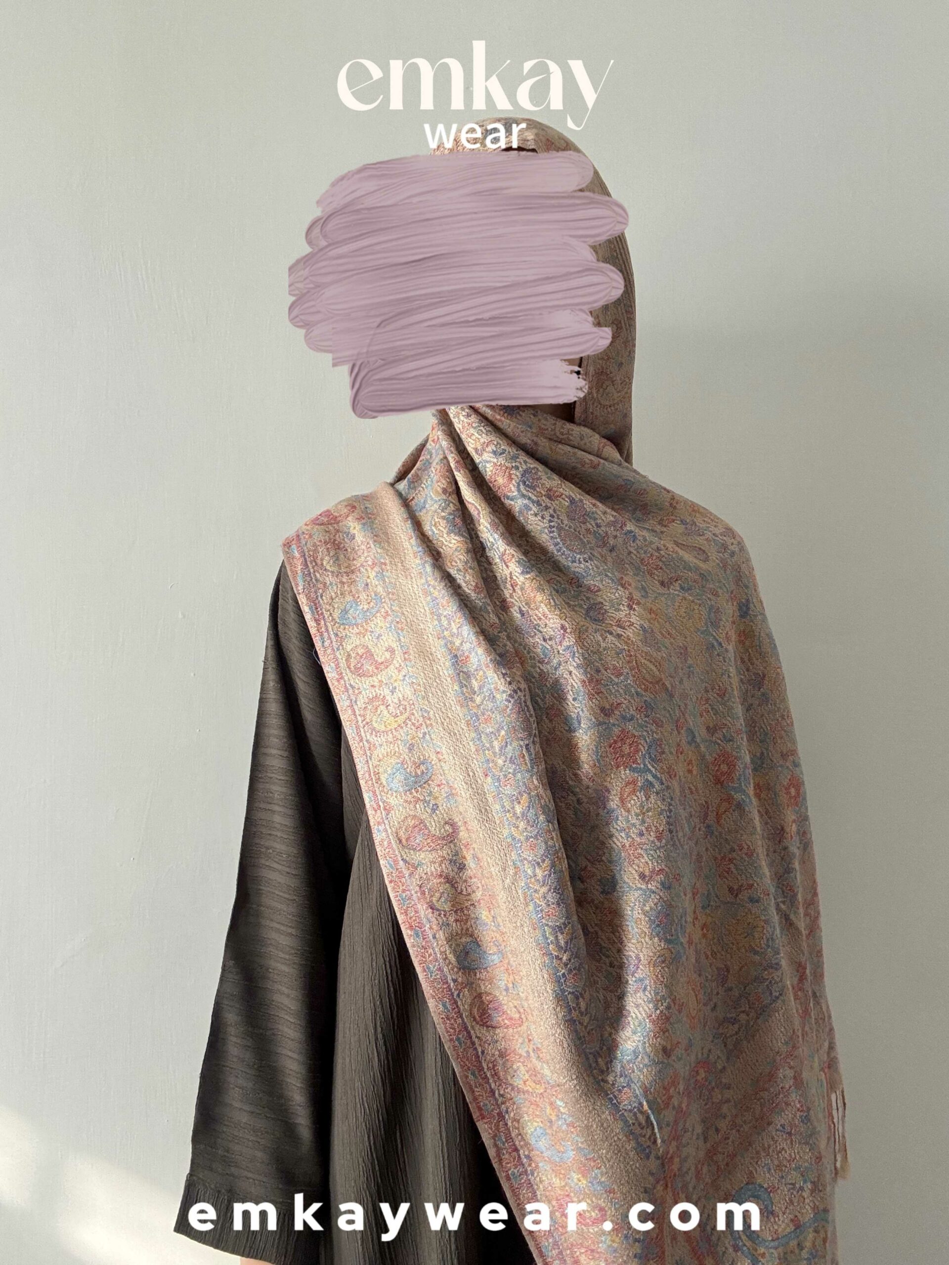 C16- Olive with Brown Pashmina - Image 2