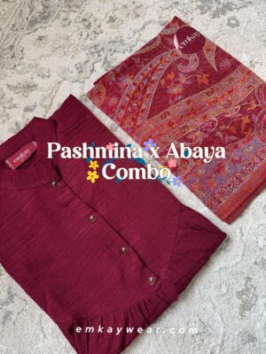 C01- Burgundy Pashmina + Abaya Combo